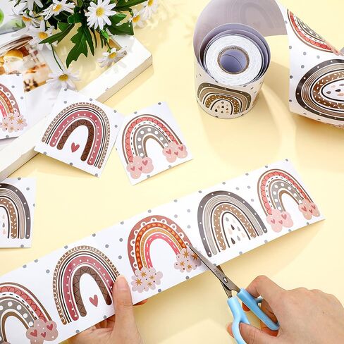 Boho Bulletin Board Border Rainbow Bulletin Board Borders Rainbow Straight Borders with Polka Dots and Hearts Classroom or Home School Decoration (Rainbow,36 Feet) in Saudi Arabia