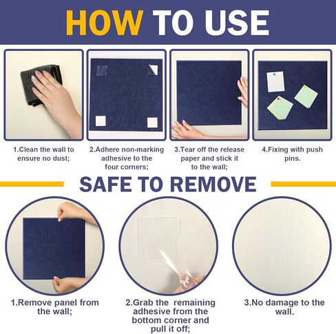 12 PCS Large Cork Boards Alternative，36"x48" Reusable Felt Wall Tile with 70 Pins,64 Safe and Removable Non-Marking Adhesives,Bulletin Boards for Walls, Office, Classroom，Living Room, Dartboard-Blue in Saudi Arabia