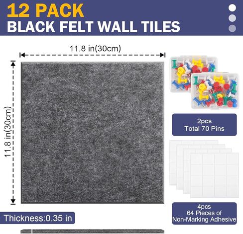 12 قطعة بديلة من ألواح الفلين، 11.8 بوصة × 11.8 بوصة، بلاط حائط قابل لإعادة الاستخدام مع 70 دبوسًا، 64 مادة لاصقة آمنة وقابلة للإزالة، لوحات إعلانات للجدران، المكتب، الفصول الدراسية، غرفة المعيشة، لوحة رمي السهام باللون الأبيض in Kuwait
