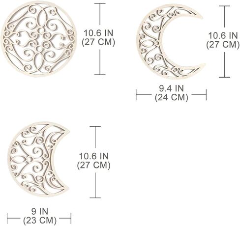 LMONMOO Moon Decoration Wall Decor - 5 Pieces Moon Phase Wall Hanging Decor Moon Wall Art Decoration Boho Bedroom Decor Spiritual Home Wall Decoration (Wood color) in Saudi Arabia