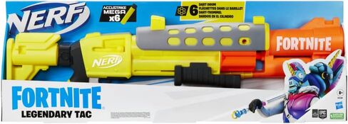 مسدس Nerf Fortnite الأسطوري TAC، تصميم ملتف أصفر متوهج، 6 أسطوانة ضخمة، 6 سهام Nerf AccuStrike Mega، متعددة الألوان، مقاس واحد in Saudi Arabia