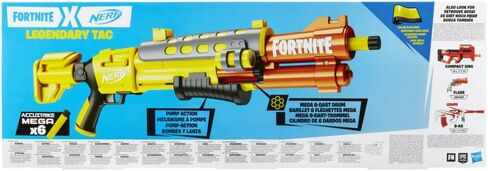 مسدس Nerf Fortnite الأسطوري TAC، تصميم ملتف أصفر متوهج، 6 أسطوانة ضخمة، 6 سهام Nerf AccuStrike Mega، متعددة الألوان، مقاس واحد in Saudi Arabia