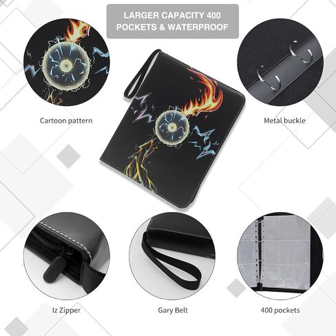 Card Binder for Cards, 9-Pocket Portable Card Collector Album Holder Book Fits 900 Cards with 50 Removable Sleeves, Trading Card Binder Display Storage Carrying Case for TCG black in Saudi Arabia