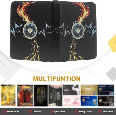 Card Binder for Cards, 9-Pocket Portable Card Collector Album Holder Book Fits 900 Cards with 50 Removable Sleeves, Trading Card Binder Display Storage Carrying Case for TCG black in Saudi Arabia