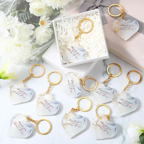 Kigeli 24 Pcs Wedding Favors for Guests Thank You Acrylic Keychain Bulk Wedding Gifts for Guests Wedding Party Supply Cute Key Chains Charms for Birthday Bridal Baby Shower Decor(Gold, Heart) in Saudi Arabia