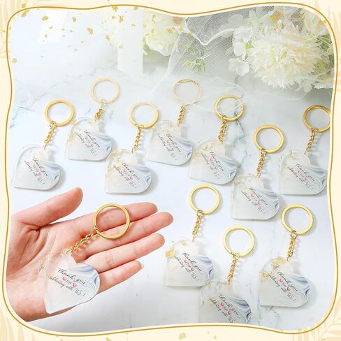 Kigeli 24 Pcs Wedding Favors for Guests Thank You Acrylic Keychain Bulk Wedding Gifts for Guests Wedding Party Supply Cute Key Chains Charms for Birthday Bridal Baby Shower Decor(Gold, Heart) in Saudi Arabia