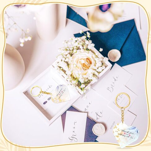 Kigeli 24 Pcs Wedding Favors for Guests Thank You Acrylic Keychain Bulk Wedding Gifts for Guests Wedding Party Supply Cute Key Chains Charms for Birthday Bridal Baby Shower Decor(Gold, Heart) in Saudi Arabia
