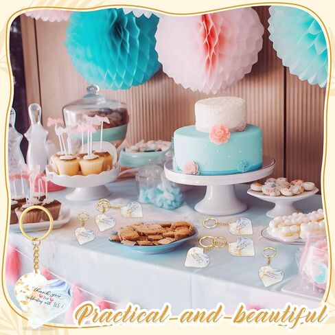 Kigeli 24 Pcs Wedding Favors for Guests Thank You Acrylic Keychain Bulk Wedding Gifts for Guests Wedding Party Supply Cute Key Chains Charms for Birthday Bridal Baby Shower Decor(Gold, Heart) in Saudi Arabia