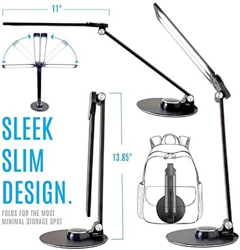NUNET LED Desk Lamps for Home Office,Piano Lamp for Upright Piano,Rotatable Aluminum Desk Lamps with USB Charging Port,Eye-Caring Reading Light/3 Lighting Modes/Brightness Adjustable Lamp,Black in Kuwait
