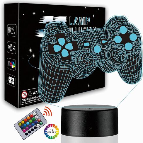3D Gamepad Night Light, Game Console Illusion lamp with Remote, 16 Colors Changing with Remote,Gaming Room Decor Best Gamer Gift,Christmas Birthday Gifts for Boys Girls in Saudi Arabia