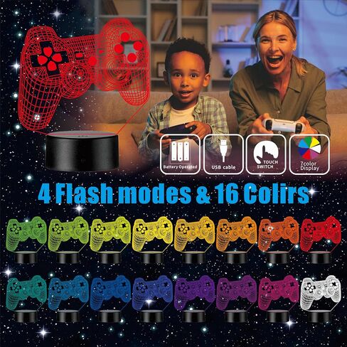 3D Gamepad Night Light, Game Console Illusion lamp with Remote, 16 Colors Changing with Remote,Gaming Room Decor Best Gamer Gift,Christmas Birthday Gifts for Boys Girls in Saudi Arabia