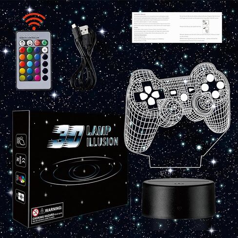 3D Gamepad Night Light, Game Console Illusion lamp with Remote, 16 Colors Changing with Remote,Gaming Room Decor Best Gamer Gift,Christmas Birthday Gifts for Boys Girls in Saudi Arabia