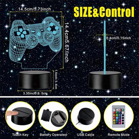3D Gamepad Night Light, Game Console Illusion lamp with Remote, 16 Colors Changing with Remote,Gaming Room Decor Best Gamer Gift,Christmas Birthday Gifts for Boys Girls in Saudi Arabia