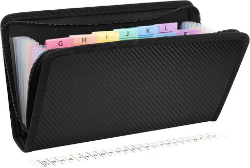 Uquelic 2Pack 13 Pockets Expanding Accordion Receipt Organizer Folder Zipper Closure, Plastic Document Wallet with Covered Edges for Coupons, Bills, Vouchers, Flash Cards Storage (11’’x 6’’) in Saudi Arabia