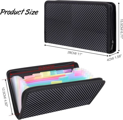 Uquelic 2pack 13 جيوب توسيع الأكورديون إيصالات منظم مجلد إغلاق السوستة، محفظة المستندات البلاستيكية مع حواف مغطاة للكوبونات والفواتير والقسائم وتخزين بطاقات فلاش (11''x 6'') in Kuwait
