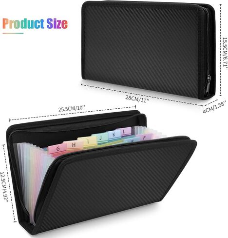 Uquelic 2Pack 13 Pockets Expanding Accordion Receipt Organizer Folder Zipper Closure, Plastic Document Wallet with Covered Edges for Coupons, Bills, Vouchers, Flash Cards Storage (11’’x 6’’) in Saudi Arabia