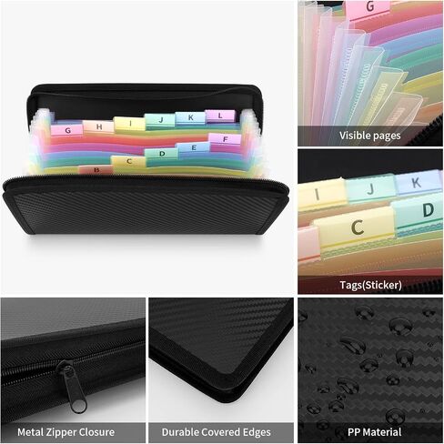 Uquelic 2Pack 13 Pockets Expanding Accordion Receipt Organizer Folder Zipper Closure, Plastic Document Wallet with Covered Edges for Coupons, Bills, Vouchers, Flash Cards Storage (11’’x 6’’) in Saudi Arabia
