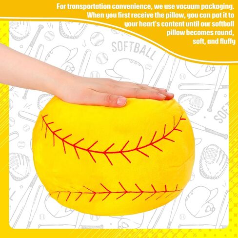 Gerrii 4 Pcs Basketball Softball Football Soccer Volleyball Tennis Pillow 3D Sports Pillow Fluffy Plush Stuffed Throw Pillow Sport Theme Cushion Plush Stuffed Pillow Gift Decor (Softball,10 Inch) in Saudi Arabia