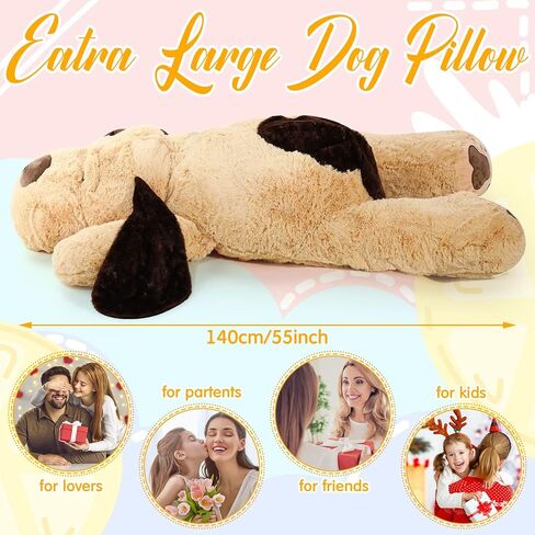 55 Inch Giant Puppy Dog Stuffed Animal Large Plush Dog Pillow Soft Stuffed Dog Huge Stuffed Animal Pillow Big Plush Toy for Boys Girls Adults Birthday Holiday Presents in Saudi Arabia