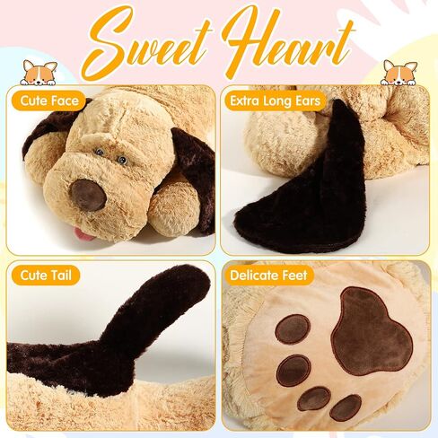 55 Inch Giant Puppy Dog Stuffed Animal Large Plush Dog Pillow Soft Stuffed Dog Huge Stuffed Animal Pillow Big Plush Toy for Boys Girls Adults Birthday Holiday Presents in Saudi Arabia