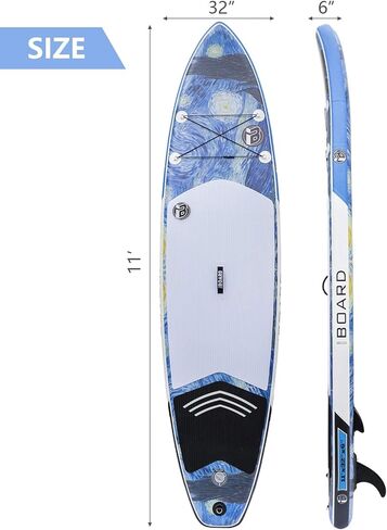 لوح مجداف قابل للنفخ من iBOARD مقاس 11 × 33 × 6 بوصة، لوح مجداف سميك ممتاز مع الملحقات | تحميل عالي واسع ومستقر | اكتشف يوجا الصيد in Kuwait