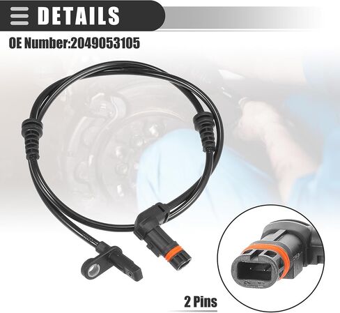 مستشعر ABS أمامي يسار أو يمين من Motoforti، مستشعر سرعة العجلة، لسيارة Mercedes-Benz GLK350 GLK250 2013-2015، بلاستيك، رقم 2049053105، أسود in Saudi Arabia