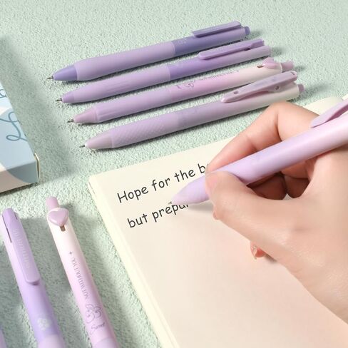 BAYTORY 8Pcs Gel Pens Black Ink, Retractable ST Fine Point 0.5mm Quick Dry Ink Pen, Smooth Writing for School Supplies Journaling (Purple) in Saudi Arabia