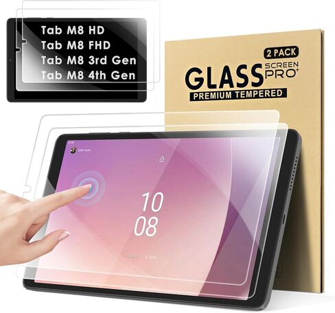 【2-PACK】DETUOSI Screen Protector for Lenovo Tab M8 4th Gen 2023 (TB-300FU), Smart Tab M8 LTE 3rd Gen 2022 (TB-8506FS), Tab M8 FHD 2nd Gen 2020 (TB-8705F), Tab M8 HD 1st Gen 2019 (TB-8505F) Glass Film in Saudi Arabia