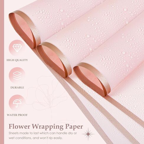 DraDraLee Flower Wrapping Paper Floral Bouquet Gift Packaging Paper, Waterproof Wrapping Paper for Flowers, 20 sheets (Pink) in Saudi Arabia