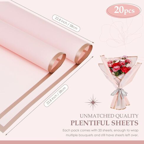 DraDraLee Flower Wrapping Paper Floral Bouquet Gift Packaging Paper, Waterproof Wrapping Paper for Flowers, 20 sheets (Pink) in Saudi Arabia