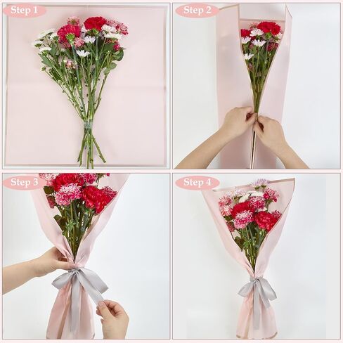 DraDraLee Flower Wrapping Paper Floral Bouquet Gift Packaging Paper, Waterproof Wrapping Paper for Flowers, 20 sheets (Pink) in Saudi Arabia