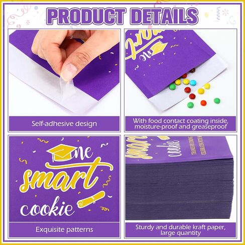 MotiMind 200 Pcs Graduation Candy Cookie Gift Bags Graduation Cookie Bags Self Adhesive Graduation Party Favors Congrats Grad Buffet Treat Bags for Graduation Party Decoration(Black) in Saudi Arabia