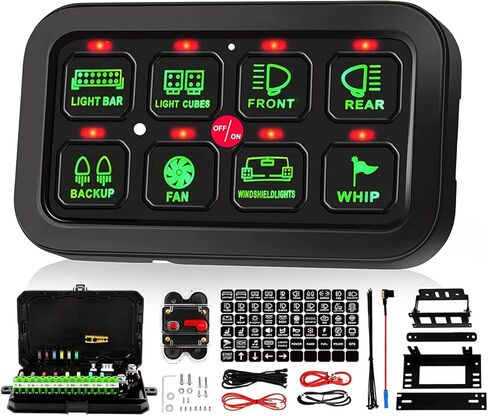 8 عصابة نظام لوحة التبديل نظام تتابع التحكم في الدائرة نظام أسلاك الصمامات التلقائي عكس الضوء على إيقاف تشغيل LED جراب التبديل لـ 12 فولت سيارات شاحنات تخييم سيارات الدفع الرباعي، ضمان لمدة عامين ZJWAQH in Kuwait