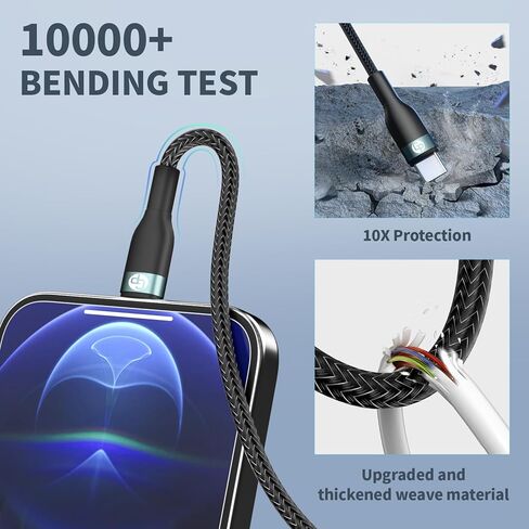 كابل شحن متعدد 3 في 1، سلك شاحن سريع ناقل الحركة من النوع C USB للشحن السريع موصل كابل ثابت ترقية سلك نحاسي سميك للمنزل والمكتب للشحن اليومي (4FT) in Kuwait