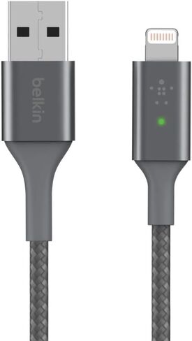 Belkin Smart LED Charging Cable USB to Lightning 4ft/1.2m (See Your Charging Status at a Glance) for iPhone, AirPods and iPad, MFi-Certified, Black, CAA007bt in Saudi Arabia