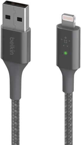 Belkin Smart LED Charging Cable USB to Lightning 4ft/1.2m (See Your Charging Status at a Glance) for iPhone, AirPods and iPad, MFi-Certified, Black, CAA007bt in Saudi Arabia
