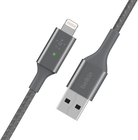 Belkin Smart LED Charging Cable USB to Lightning 4ft/1.2m (See Your Charging Status at a Glance) for iPhone, AirPods and iPad, MFi-Certified, Black, CAA007bt in Saudi Arabia