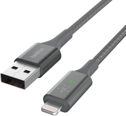 Belkin Smart LED Charging Cable USB to Lightning 4ft/1.2m (See Your Charging Status at a Glance) for iPhone, AirPods and iPad, MFi-Certified, Black, CAA007bt in Saudi Arabia