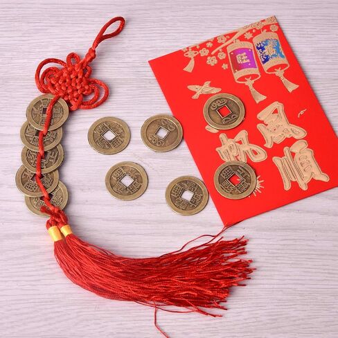 120 قطعة من عملات الحظ الصينية مقاس 1 بوصة من Coopay عملات Feng Shui I-Ching عملات الحظ الصيني السعيد عملة وقت السلالة الصينية القديمة مع حقيبة حمراء محظوظة in Saudi Arabia