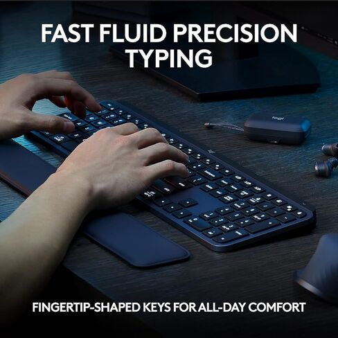 Logitech MX Keys S Wireless Keyboard, Low Profile, Quiet Typing, Backlighting, Bluetooth, USB C Rechargeable for Windows PC, Linux, Chrome, Mac - Graphite (Renewed) in Kuwait