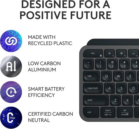 Logitech MX Keys S Wireless Keyboard, Low Profile, Quiet Typing, Backlighting, Bluetooth, USB C Rechargeable for Windows PC, Linux, Chrome, Mac - Graphite (Renewed) in Kuwait