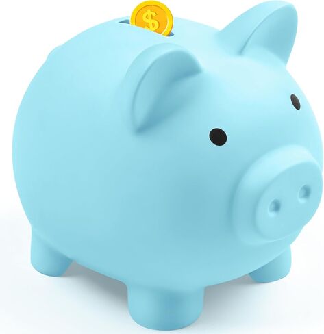Piggy Bank for Kids Adults, Vcertcpl Unbreakable Plastic Piggy Bank Coin Bank Money Saving Box for Cash Saving, Kids Bank Money Jar Adults, Piggy Bank for Boys Girls, Gift Toys Banks for Kids (Blue) in Saudi Arabia