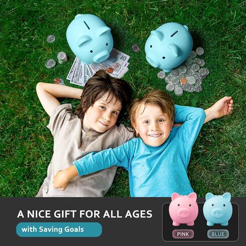 Piggy Bank for Kids Adults, Vcertcpl Unbreakable Plastic Piggy Bank Coin Bank Money Saving Box for Cash Saving, Kids Bank Money Jar Adults, Piggy Bank for Boys Girls, Gift Toys Banks for Kids (Blue) in Saudi Arabia
