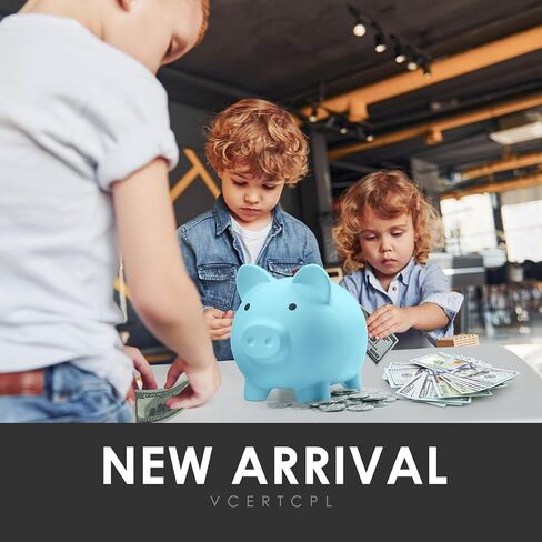 Piggy Bank for Kids Adults, Vcertcpl Unbreakable Plastic Piggy Bank Coin Bank Money Saving Box for Cash Saving, Kids Bank Money Jar Adults, Piggy Bank for Boys Girls, Gift Toys Banks for Kids (Blue) in Saudi Arabia