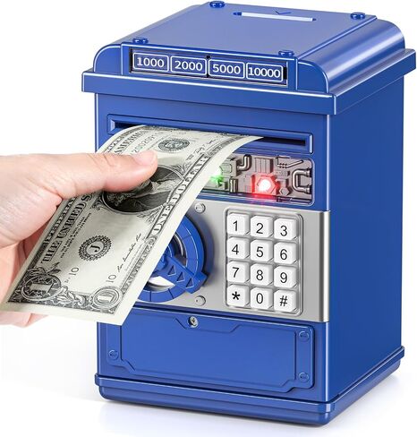 TEMI Piggy Bank for Kids, Electronic Coin Money Bank for 3 4 5 6 7 8 9 10 Year Old Boys Girls Gifts, Cash Coin Can ATM Bank for Kids 5-7, Christmas Birthday Gifts (Black) in Saudi Arabia