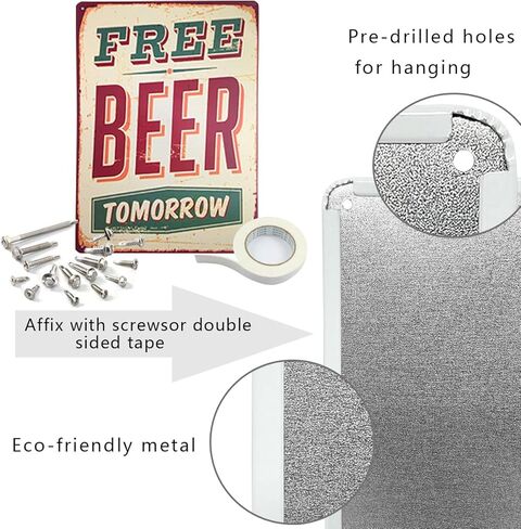 ديكور حائط مجاني لعلامة Beer Tomorrow Vintage Tin Sign مقاس 20 × 30 سم 8 × 12 بوصة in Kuwait