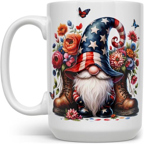 Patriotic Gnome Coffee Mug, 4th of July Independance Day Cup for Mom Friend Coworker Grandma Daughter (15oz) in Saudi Arabia