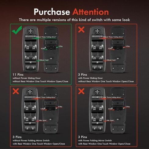 A-Premium Master Power Window Switch Compatible with Chrysler 300 2015-2022, Pacifica 2017-2022 & Dodge Charger 2015-2021, Front Left Driver Side, Replace# 68262253AA in Saudi Arabia