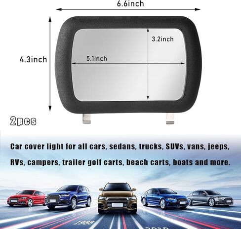 قطعتان من مرآة الزينة الواقية من الشمس للسيارة، مرآة تجميل لتظليل الشمس للرؤية الخلفية مع زجاج عالي الدقة، مرآة مكياج أوتوماتيكية للوقاية من الشمس، ملحقات سيارة داخلية عالمية لشاحنة الدفع الرباعي in Kuwait