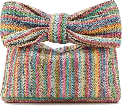 Women Straw Clutch Purses Bow Purse Summer Beach Bags Stylish Handmade Woven Handbags for Party Wedding Vacation in Saudi Arabia